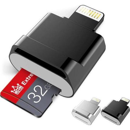 DrPhone C0-1 - Mini Kaartlezer OTG USB Micro SD Adapter - Card Reader TF - Voor iPhone en iPad IOS - Zwart