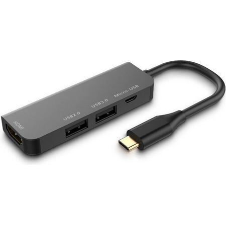 DrPhone DEX5 - Thunderbolt 3 Mini USB-C Hub naar HDMI / USB 3.0 - Nintendo Switch / Macbook / Chromebook / Samsung DEX - Zwart