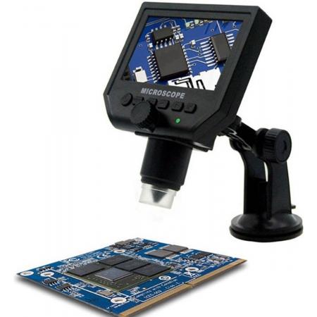 DrPhone DGM3 – Digitale Microscoop – 4.3 inch Scherm - 600X - 1080P met 3.6MP Camerasensor - 8 LED-lampjes – Met ABS Standaard - Zwart