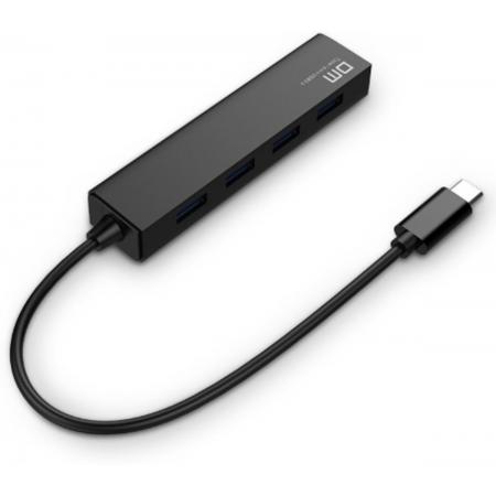 DrPhone DM03 Type-C Adapter Hub met 4x USB 3.0 High Speed Poorten – Plug & Play voor o.a Voor Computers /Laptops/ MacBook/ Mac OS USB-C / Notebook/ Linux - Zwart