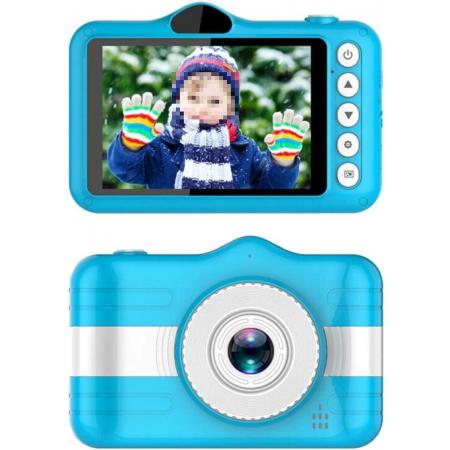 DrPhone Digitale KidsCamera Pro – 3.5inch Scherm – Video & Fotoshoot – Selfie Functionaliteit – Uitbreidbaar Geheugen – Blauw