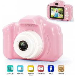DrPhone Digitale Kinder Camera voor kinderen -1080P FHD met 2 inch IPS-scherm en 8 GB SD-kaart voor 3-10 jaar – Roze