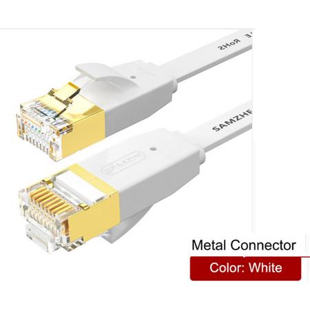 DrPhone Ethernetkabel CAT6 Platte RJ45 Lan Netwerk Kabel - 1Gbps (1000 Mbps) geschikt voor Computer Router Laptop etc  - 20 Meter - Wit