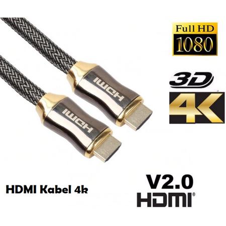 DrPhone HDMI naar HDMI Kabel 2.0 Gevlochten Gold Plated - High Speed Cable - 18GBPS -1080p /3D/4K (60Hz)- Ethernet - 10m
