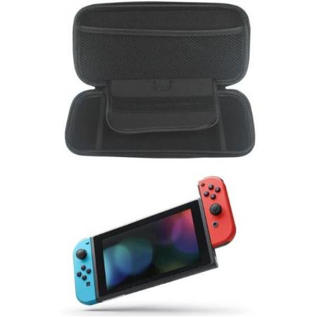 DrPhone Hardcase opbergtas geschikt voor Nintendo Switch – Reistas – Beschermhoes – Hangkoord – Diverse Kleuren – Zwart
