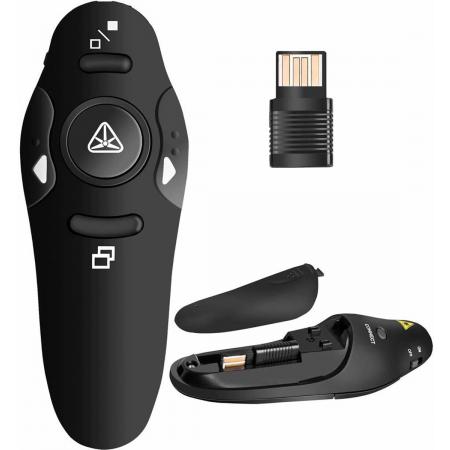 DrPhone Laser Presenter – 2.4GHz Draadloze Laser Pointer – Presentaties – USB Control PowerPoint PPT Klikker – Zwart