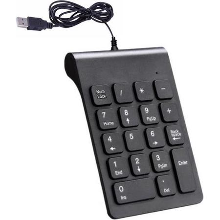 DrPhone MBNT Mini USB 2.0 Bedraad Numeriek Toetsenbord - 18 Toetsen - Digitaal Toetsenbord voor Laptop Windows Android Notebook Tabletten PC etc - Zwart