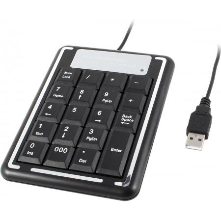 DrPhone Numeriek Toetsenbord USB 2.0 – Ultra Dunne notebook computer ontwerp – 19 Toetsen – Plug & Play – Zwart