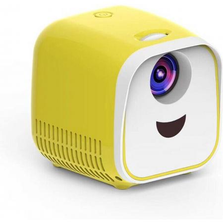 DrPhone PiX Beamer – Draagbaar Projector – 1080P Full HD -  5W Speaker - 1000 LUMEN - Kids Mini Projector - Beamer Voor Kinderen - Geel / Wit