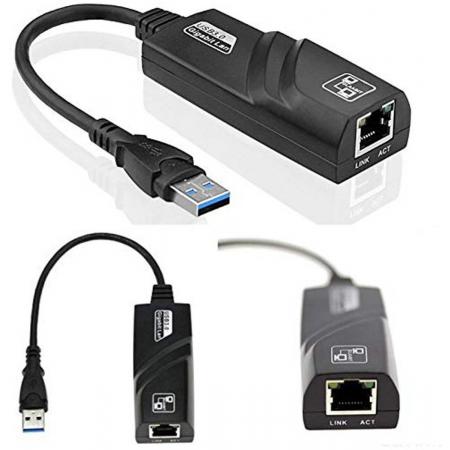 DrPhone USB 3.0 Ethernet-adapter – HUB- Gigabit LAN - RJ45 Netwerk Internet Snelheid 10/100/1000 Mbps voor Windows Linux OS X Chrome Mac iOS Android MacBook-laptop Tabletcomputer PC - Zwart
