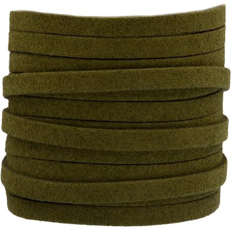 Faux Suede Veter (5 mm) Olive Green (5 Meter)