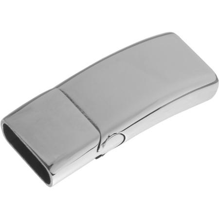 Stainless Steel Magneetslot (Binnenmaat 11 x 4 mm) Antiek Zilver (1 Stuk)