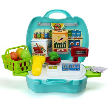 Duo Toys - Supermarkt Cassiere speelgoed - Mijn Eerste Kassa - Nep geld, boodschappen, barcodelezer