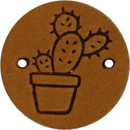 Leren Label Cactus rond 2cm - Durable - 2 stuks