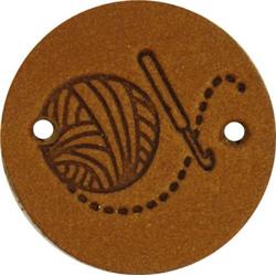 Leren Label Crochet / haken rond 2cm -   - 2 stuks
