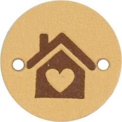 Leren Label Home / huis rond 2cm -   - 2 stuks