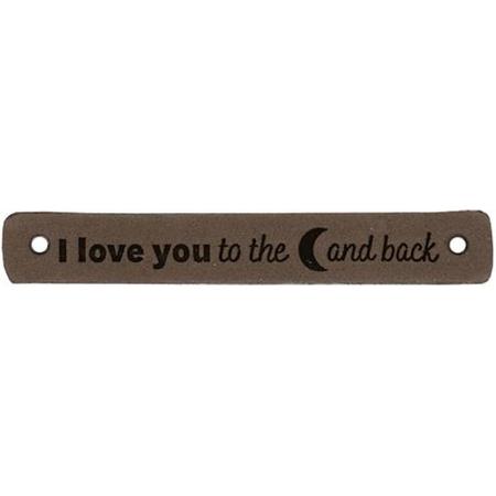 Leren Label I love you to the moon and back 7 x 1 cm - Durable - 2 stuks