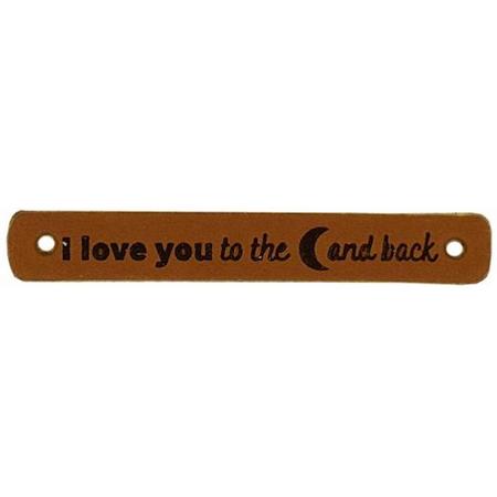 Leren Label I love you to the moon and back 7 x 1 cm - Durable - 2 stuks