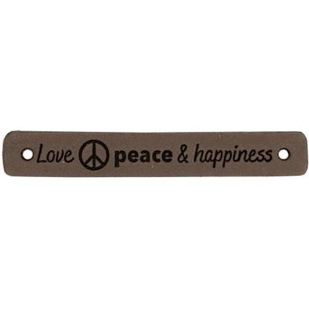 Leren Label Love Peace & Happiness 7 x 1 cm - Durable - 2 stuks