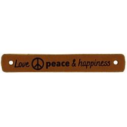 Leren Label Love Peace & Happiness 7 x 1 cm -   - 2 stuks