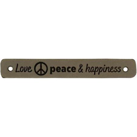 Leren Label Love Peace & Happiness 7 x 1 cm - Durbale - 2 stuks