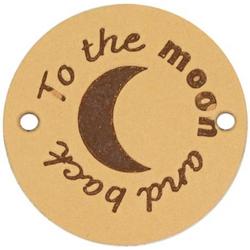Leren Label To the Moon and Back rond 3,5cm -   - 2 stuks