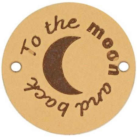Leren Label To the Moon and Back rond 3,5cm - Durable - 2 stuks