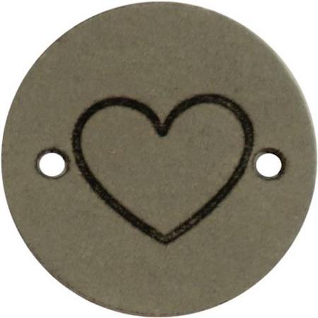 Leren Label hart rond 2cm - Durable - 2 stuks