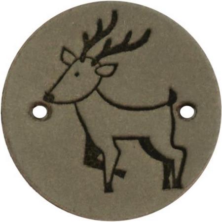 Leren Label hert / rendier rond 2cm - Durable - 2 stuks