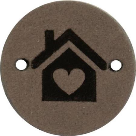 Leren Label huis / home rond 2cm - Durable - 2 stuks