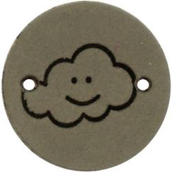 Leren Label wolk rond 2cm -   - 2 stuks