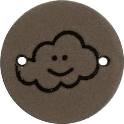Leren Label wolk rond 2cm -   - 2 stuks