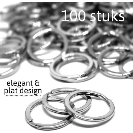 100 stuks luxe platte sleutelringen 25 mm diameter - sleutelring voor sleutelhanger - splitringen