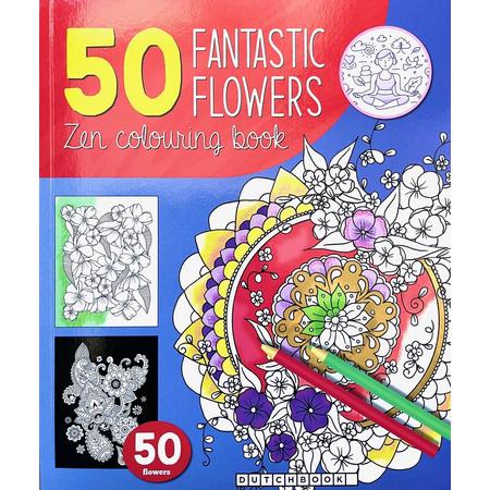 Kleurboek voor volwassenen 50 kleurplaten mandala fantastic flowers