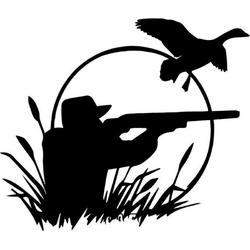 Autosticker/raamsticker - Jager met geweer en eend - Sticker jacht - Sticker schadebestrijding - Zwart