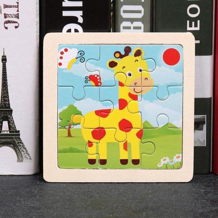 Leuke Baby Kinder puzzel - Hout - 0 t/m 4 jaar - 9 stukjes - Giraffe - Duurzaam hout