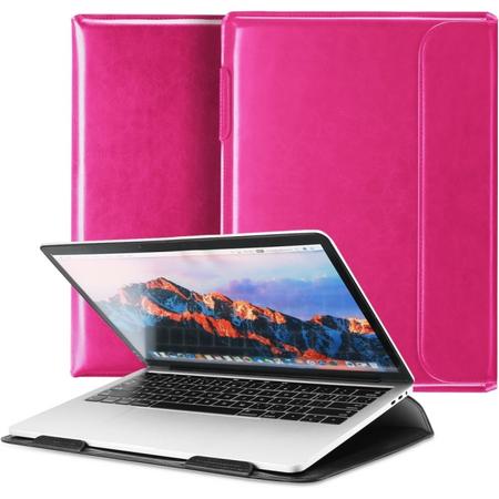 Let op type!! DUX DUCIS HEFI serie PU leather laptop draagtas met houder voor MacBook 12 inch (Rose Red)