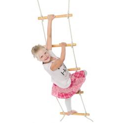 Déko-Play touwladder met 6 essen houten sporten behandeld met lijnzaadolie PH 2.10m