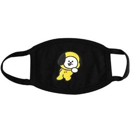 Mondkapje - BT21 - BTS - Chimmy - Mondmasker - Stofmasker - K-pop - Kpop - Gezichtsmasker - met print - zwart - geel - 1 stuk - Gratis verzending