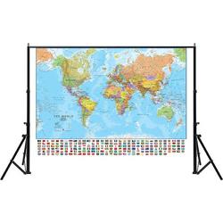 Grote Wereldkaart - Landkaart - Schoolkaart 225 x 150 CM - Wanddecoratie - Extra Groot - Kwaliteit - Design - Poster - Om aan de muur te hangen - Wereld Kaart - Land Kaart - Continenten - XXL