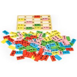 Ecotoys wiskundige blokken domino set - Leerzaam houten bord met gekleurde blokken voor kinderen vanaf 3 jaar - Educatief duurzaam speelgoed