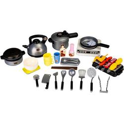 Happy kitchen 40 delige speelgoedset voor koken en grillen - Met licht en geluid - Kookset - Speelgoedkeuken accessoires set -