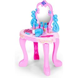 Kinderkaptafel - 42x26x36cm - LED spiegel - roze