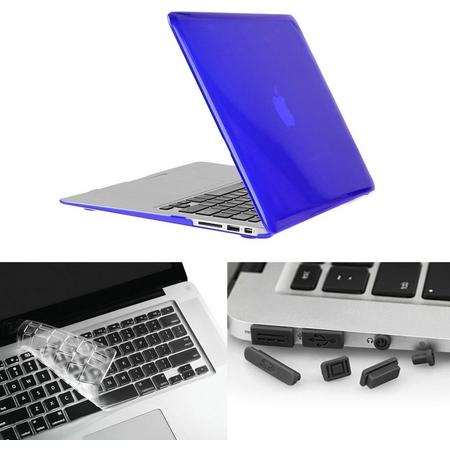 MacBook Air 11.6 inch 3 in 1 Kristal patroon Hardshell ENKAY behuizing met ultra-dun TPU toetsenbord over en afsluitende poort pluggen (donker blauw)