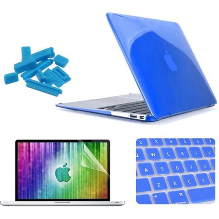 MacBook Air 11.6 inch 4 in 1 Kristal patroon Hardshell ENKAY behuizing met ultra-dun TPU toetsenbord Cover en afsluitende poort pluggen (donker blauw)