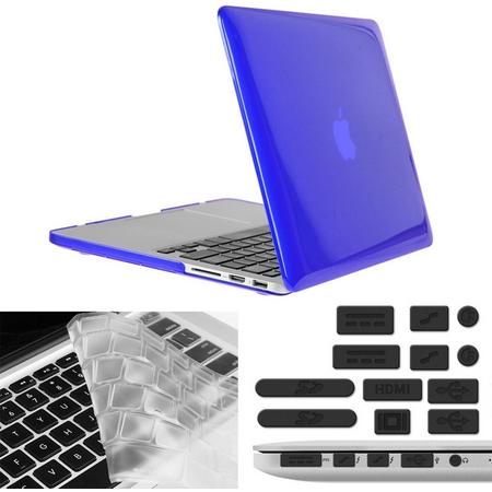 MacBook Pro Retina 13.3 inch 3 in 1 Kristal patroon Hardshell ENKAY behuizing met ultra-dun TPU toetsenbord over en afsluitende poort pluggen (donker blauw)