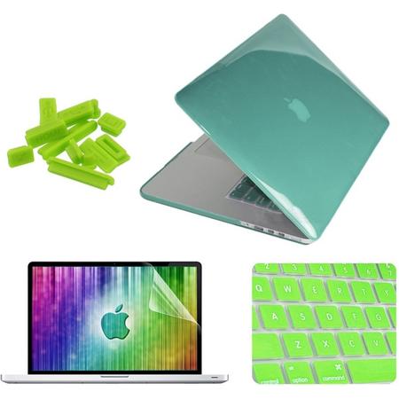 MacBook Pro Retina 15.4 inch 4 in 1 Kristal patroon Hardshell ENKAY behuizing met ultra-dun TPU toetsenbord Cover en afsluitende poort pluggen (groen)