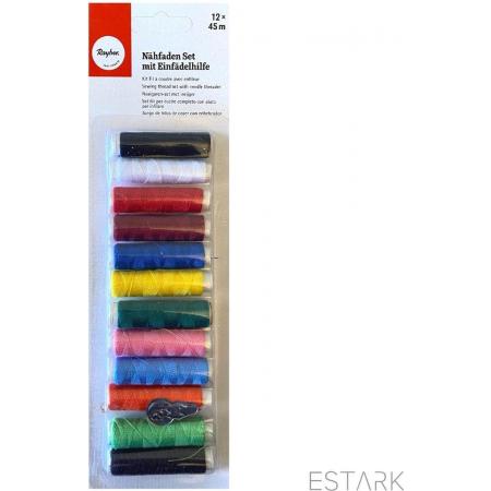 ESTARK® Naaigaren kit 12 kleuren polyester Voordeelset - Naaien - Naaimachine Hand Naaien - 12 stuks Naai garen
