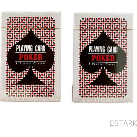 Luxe Speelkaarten - Plastic Coating - Poker Kaarten - kaartspel - Spelkaarten - Spel Kaart - 2 x 56 - Gezelschapsspel - Spelen - Playing Cards - Cijfer In Alle 4 De Hoeken - 2 STUKS