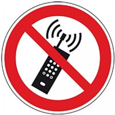 Dubbelzijdige verbodssticker ‘Mobiel telefoneren verboden, ISO 7010